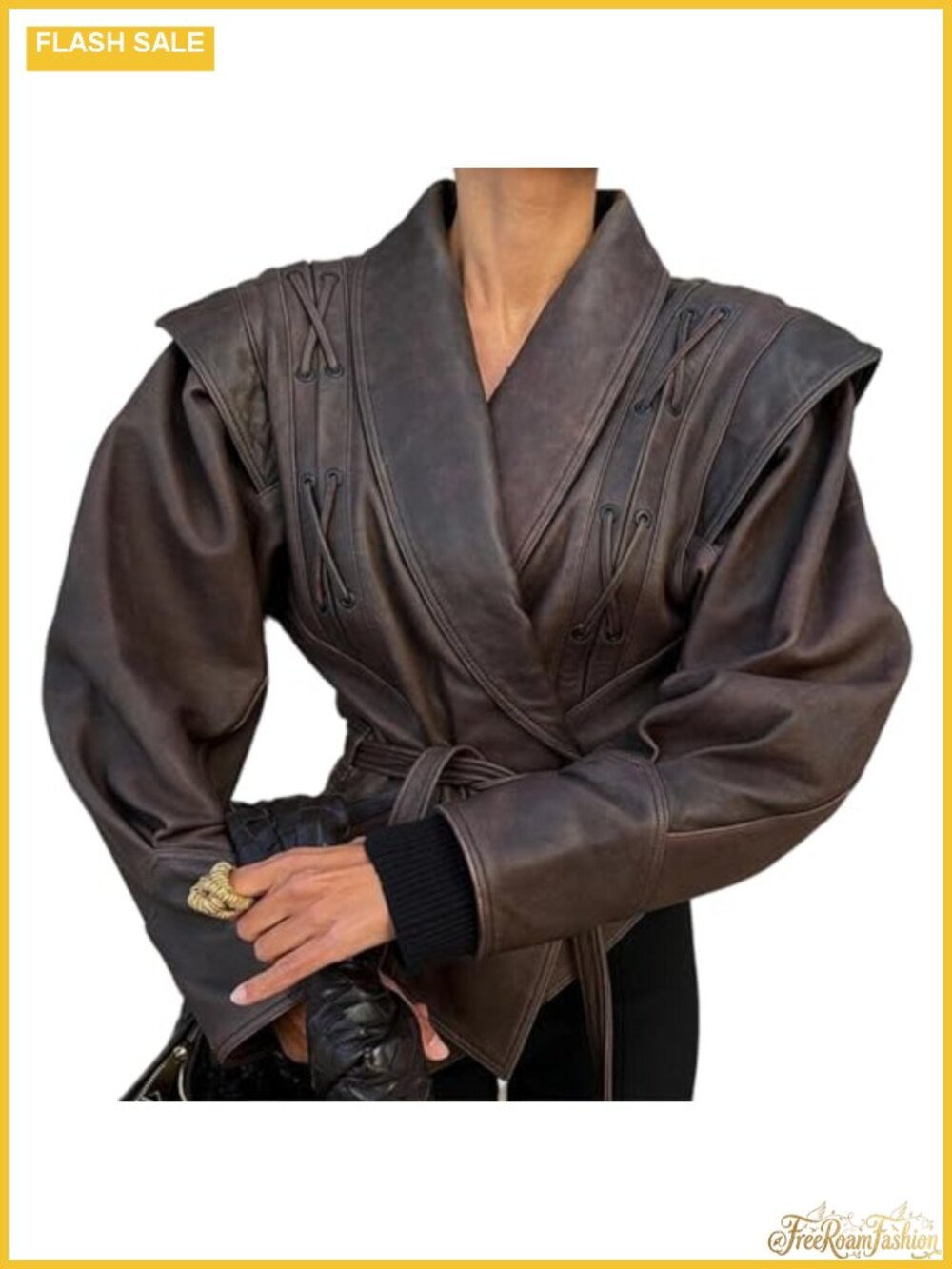 Faux Leather Oversized Lace Up Asymmetrical Belted Motorcycle Bomber Jacket